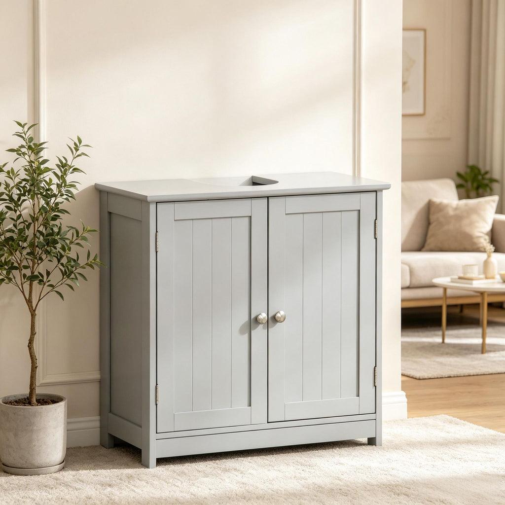Gray Under-Sink Vanity Cabinet with Adjustable Shelf