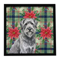 Gray Briard Christmas Poinsettias Framed Wall Art