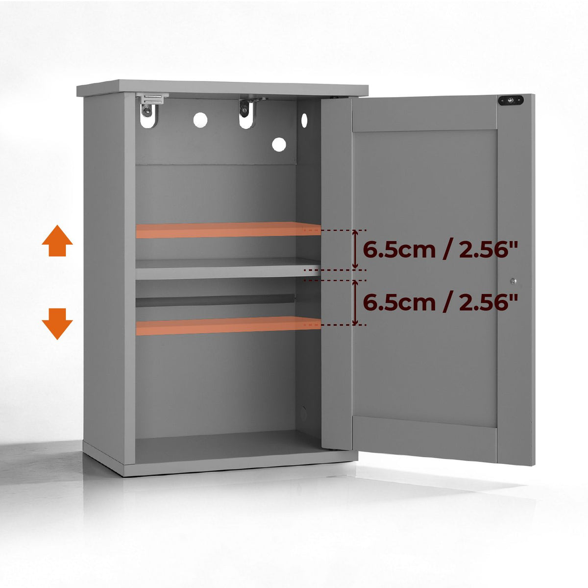 Stylish Grey Bathroom Wall Cabinet with Shelf