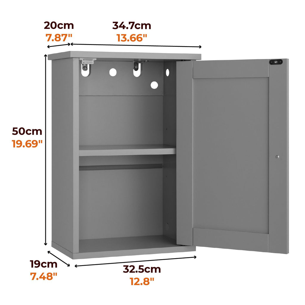 Stylish Grey Bathroom Wall Cabinet with Shelf