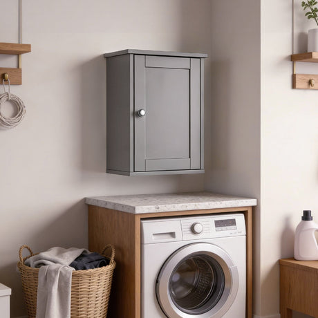 Stylish Grey Bathroom Wall Cabinet with Shelf