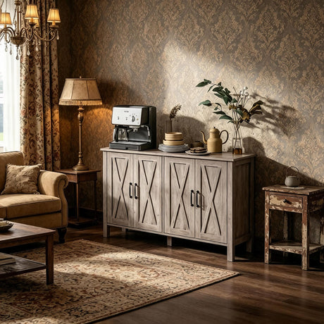 Farmhouse Sideboard with Four Barn Doors