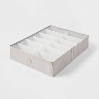 Underbed Shoe Organizer with Divided Compartments and Clear Cover