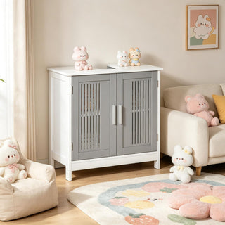 Gray and White Under Sink Pedestal Storage Cabinet