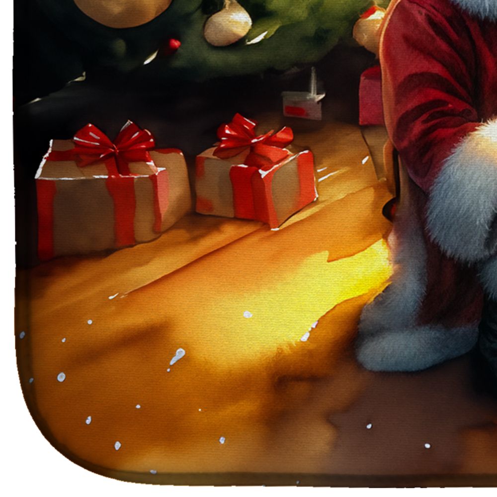 Great Dane and Santa Claus Dish Drying Mat Absorbent Dish Drying Mat Pad for Kitchen