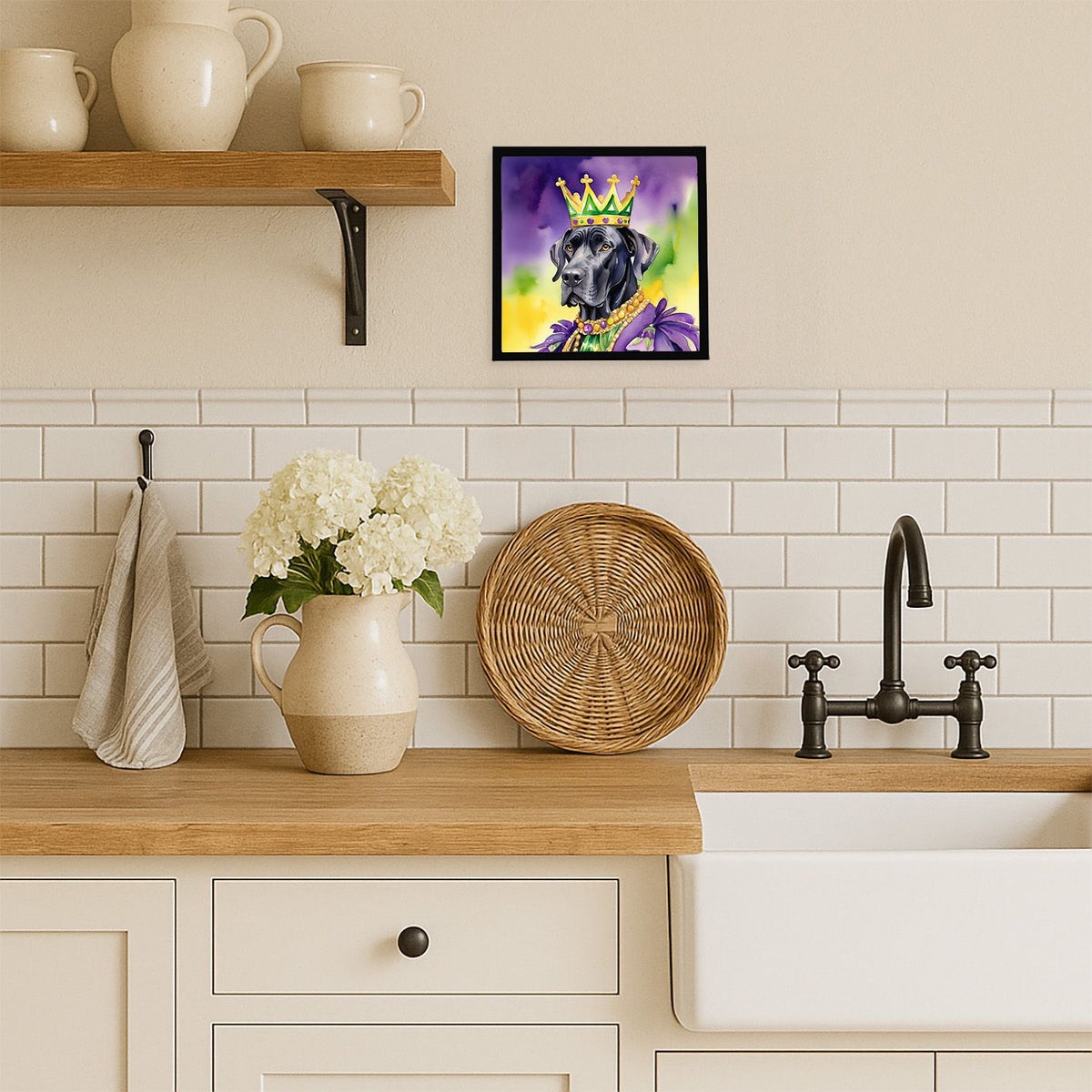 Great Dane King of Mardi Gras Framed Wall Art