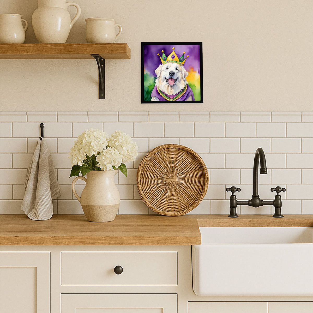 Great Pyrenees King of Mardi Gras Framed Wall Art