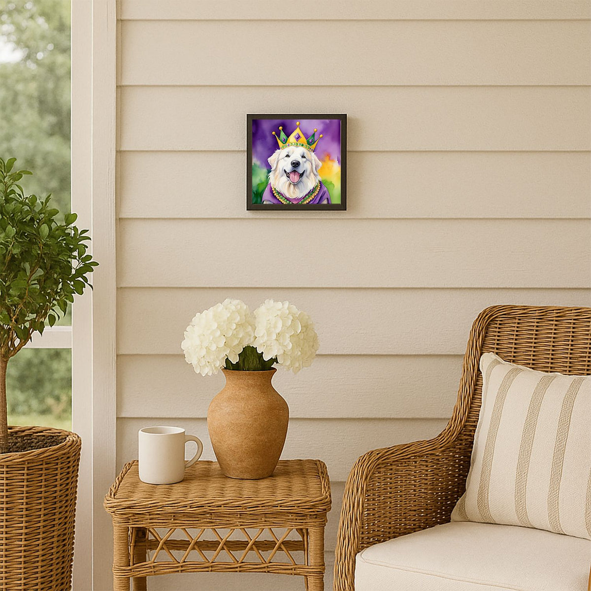 Great Pyrenees King of Mardi Gras Framed Wall Art
