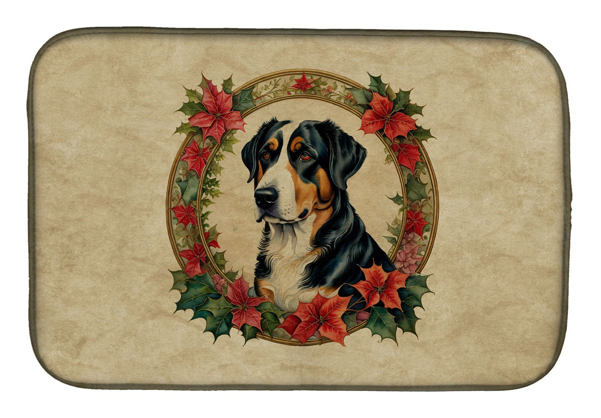Greater Swiss Mountain Dog Christmas Dish Mat