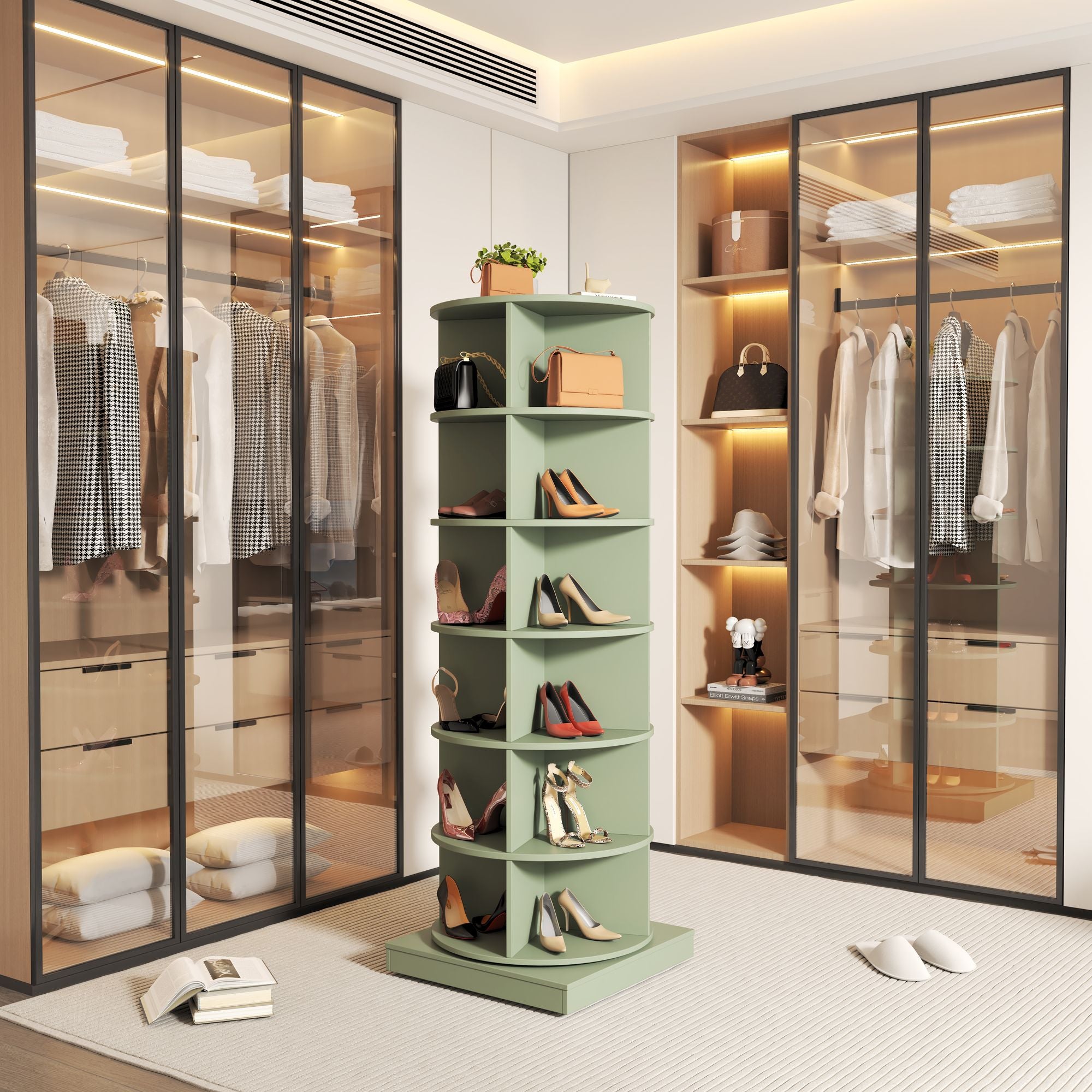 360° Rotating Shoe Cabinet – Fits 24 Pairs, Compact & Stylish