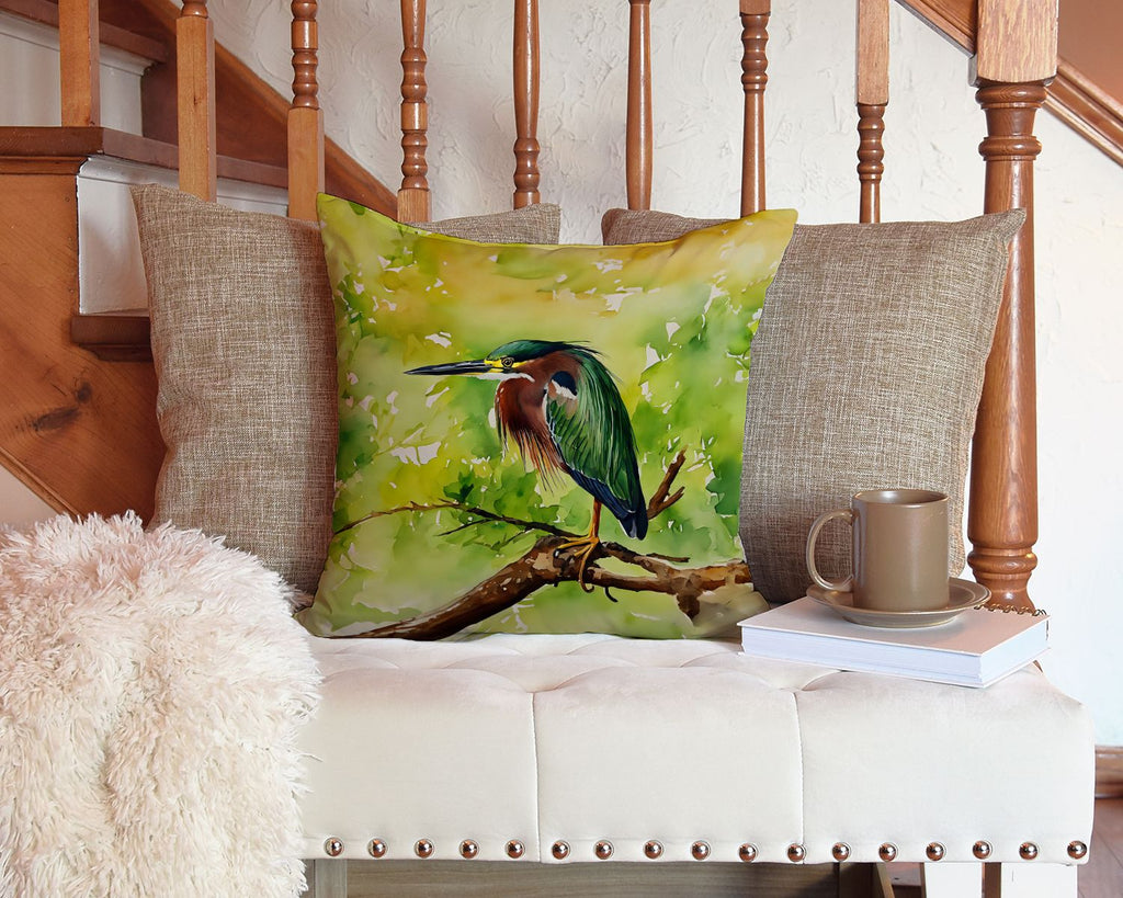 Green Heron Indoor and Outdoor Decorative Pillow