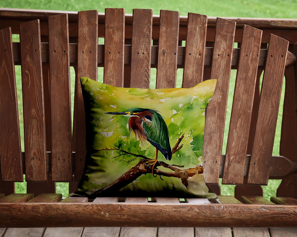 Green Heron Indoor and Outdoor Decorative Pillow