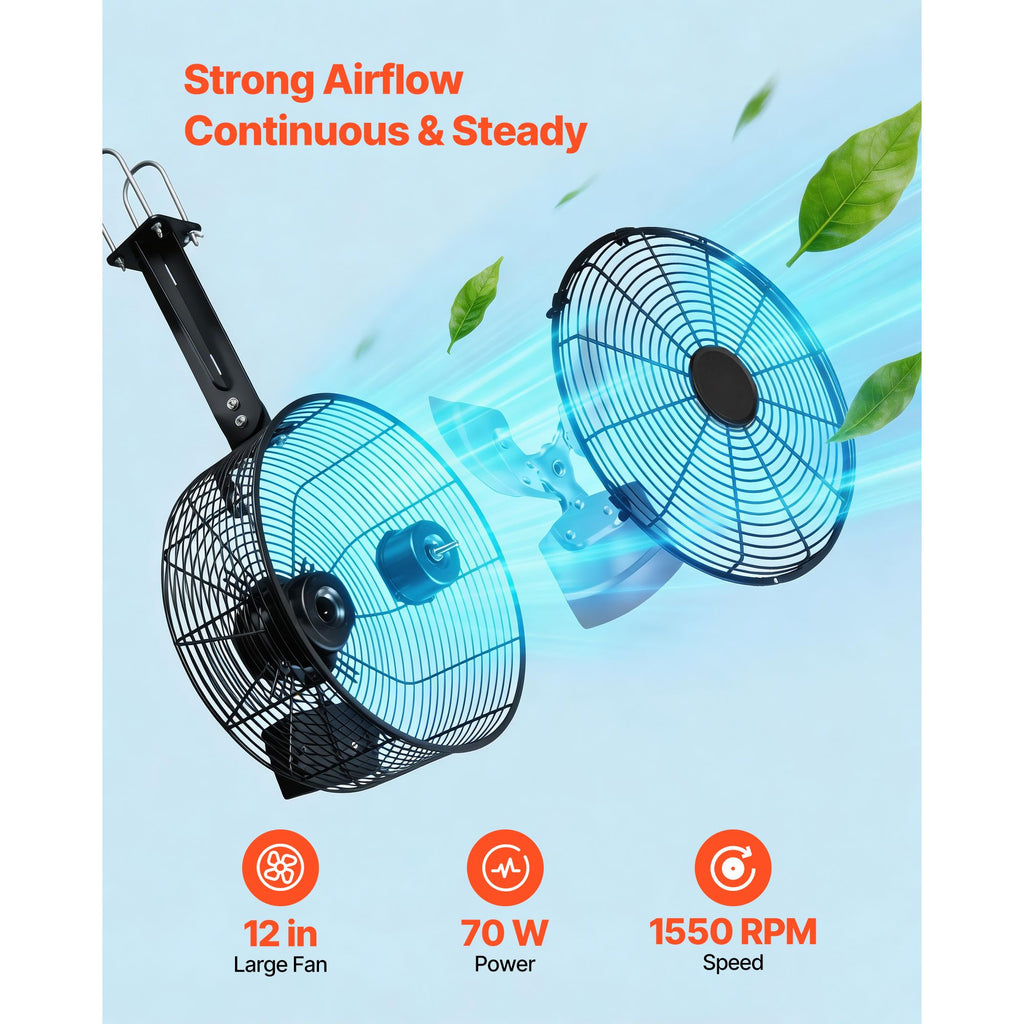 Greenhouse Air Circulation Fan, 1800 CFM, 10 Speeds, Auto Temperature & Humidity Control