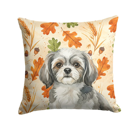 Grey and White Tibetan Spaniel Fall Throw Pillow