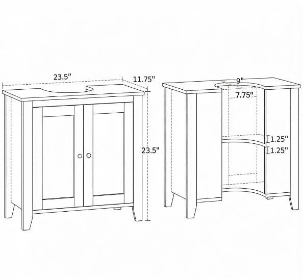 Gray Under-Sink Bathroom Cabinet with Adjustable Shelf
