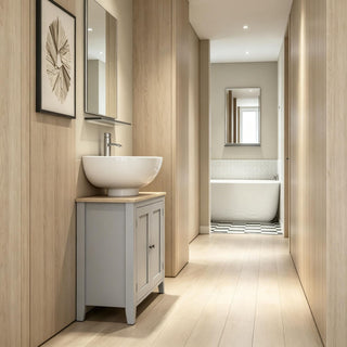Gray Under-Sink Bathroom Cabinet with Adjustable Shelf