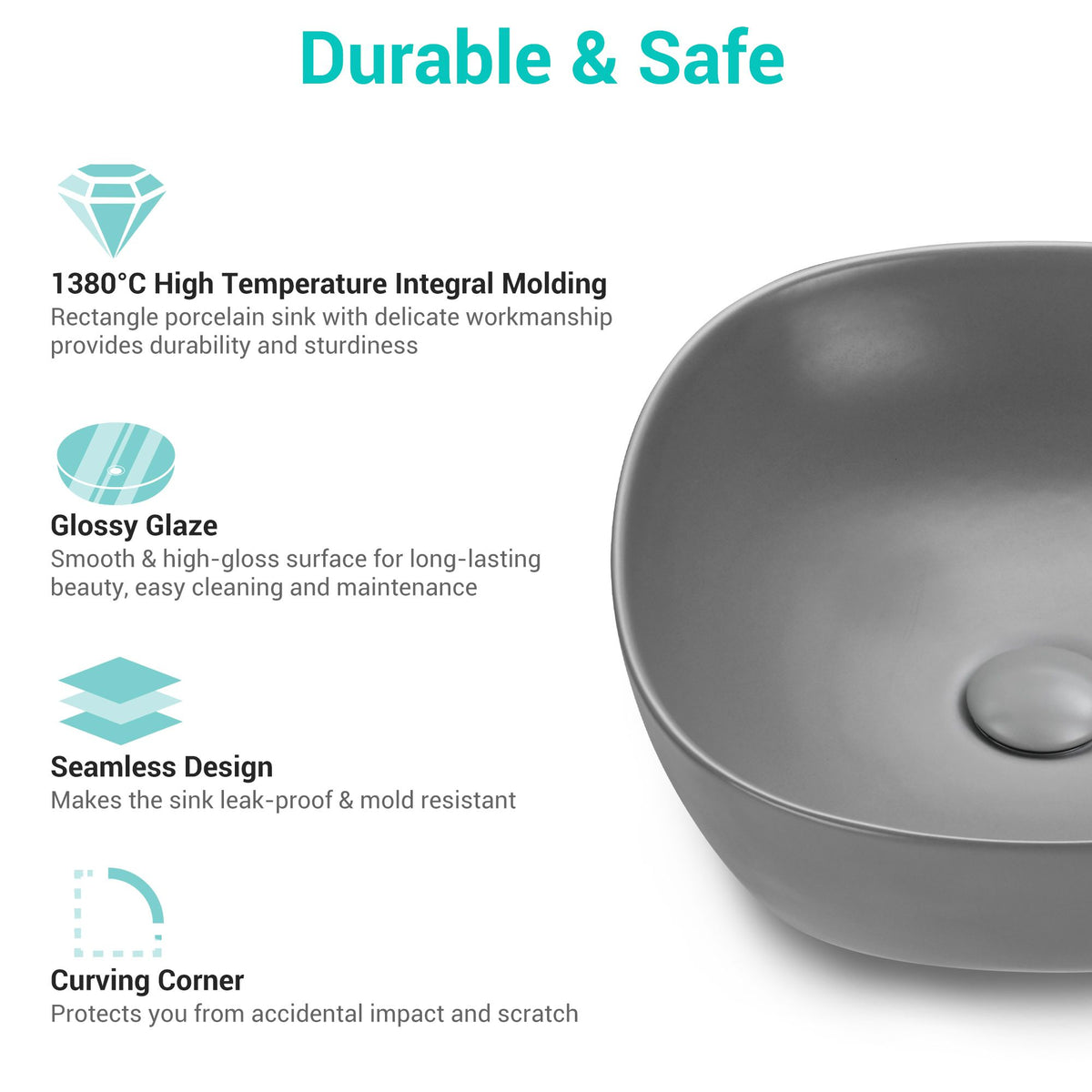 Aquaterior Cement Gray Industrial Bathroom Sink