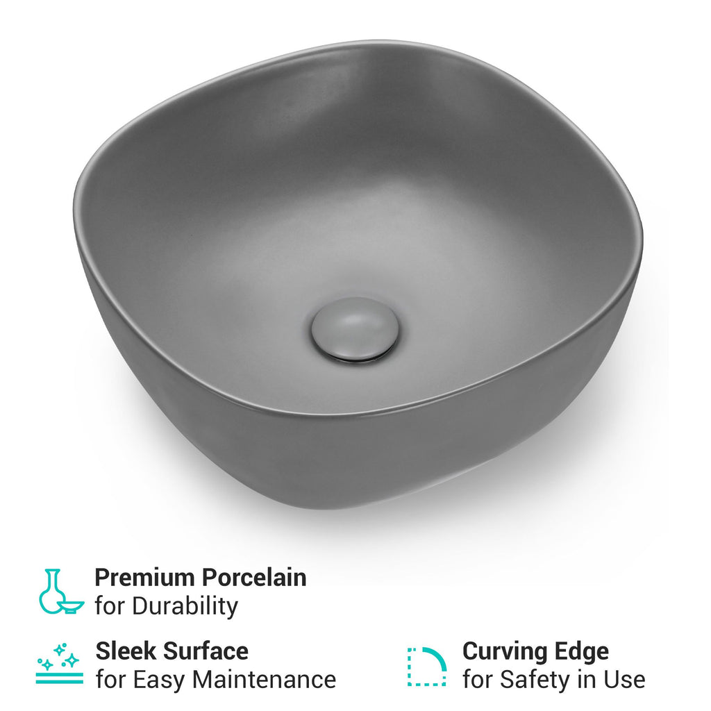Aquaterior Cement Gray Industrial Bathroom Sink