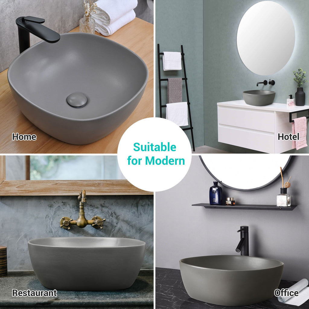 Aquaterior Cement Gray Industrial Bathroom Sink
