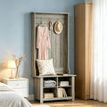 Grey Hall Tree with Shoe Storage and Bench for Entryway