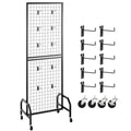 Grid Wall Panel, Wire Grid Panels Display Rack, Movable Art Display Shelf with Wheels a