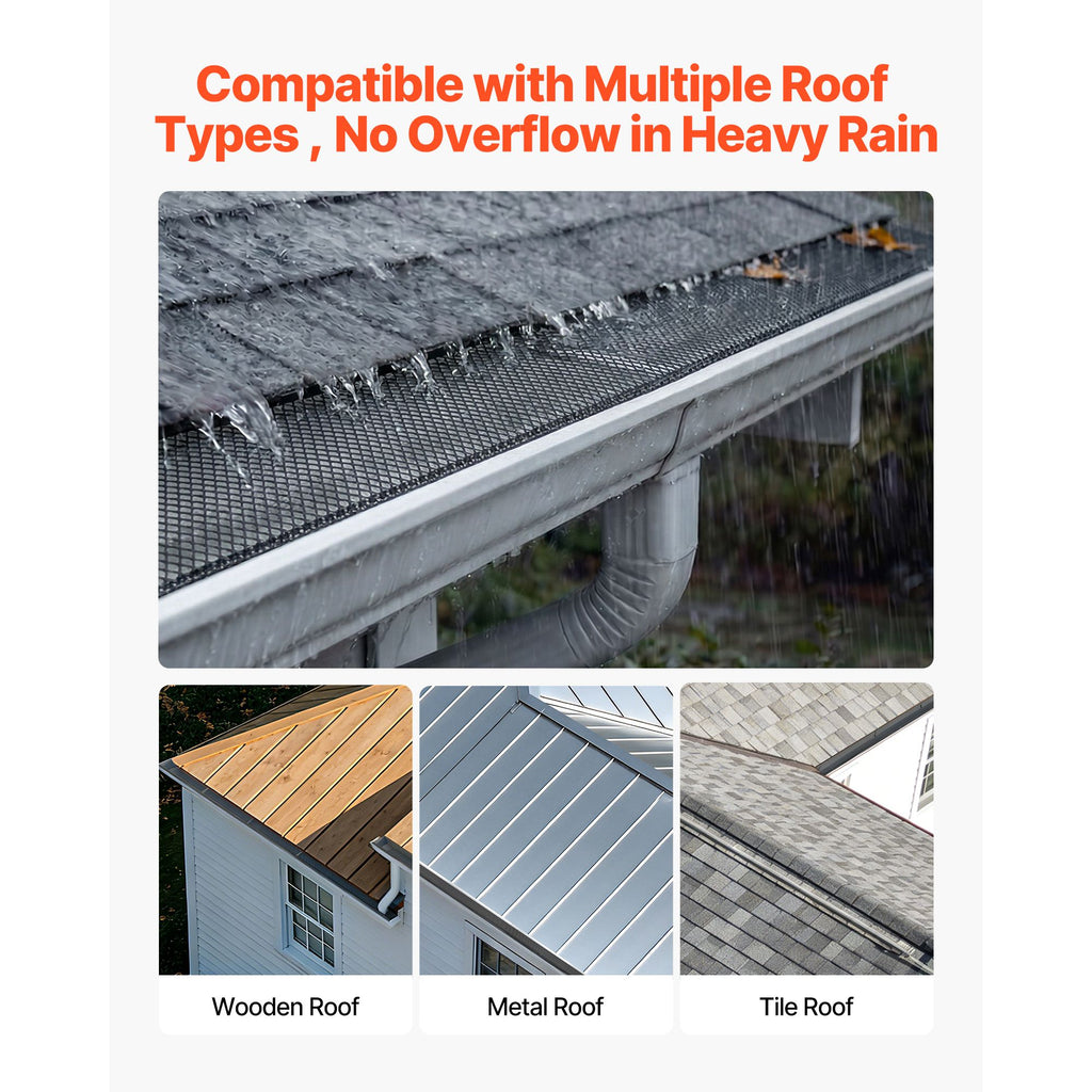 practical Gutter Guard for 6- Gutters - Powder-Coated Steel Mesh Leaf Screen