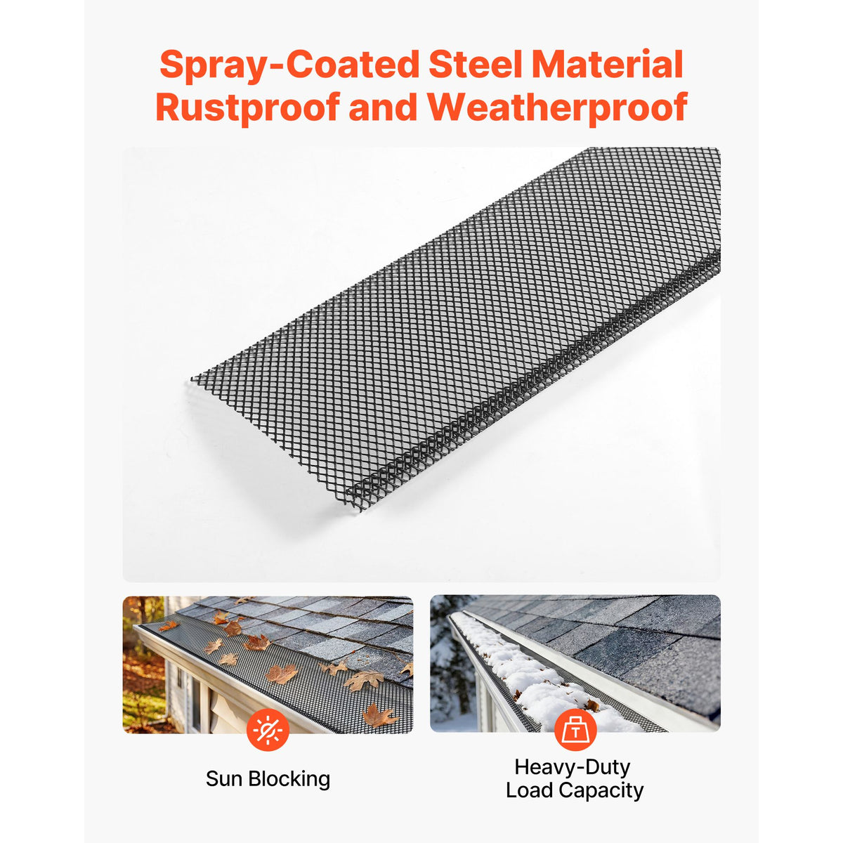 practical Gutter Guard for 6- Gutters - Powder-Coated Steel Mesh Leaf Screen