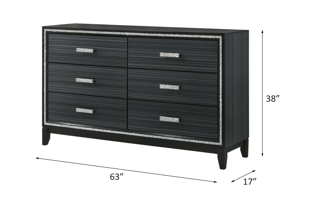 Haiden Weathered Black Six-Drawer Dresser