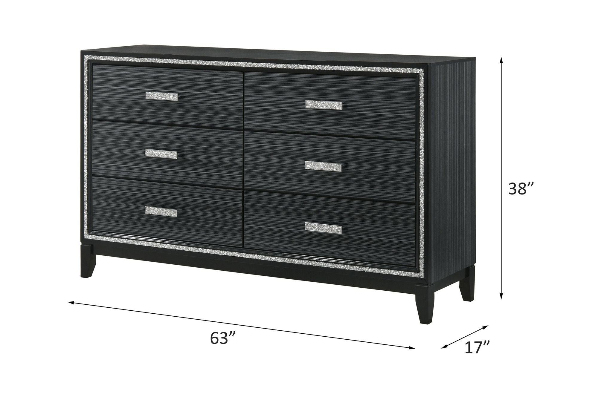 Haiden Weathered Black Six-Drawer Dresser