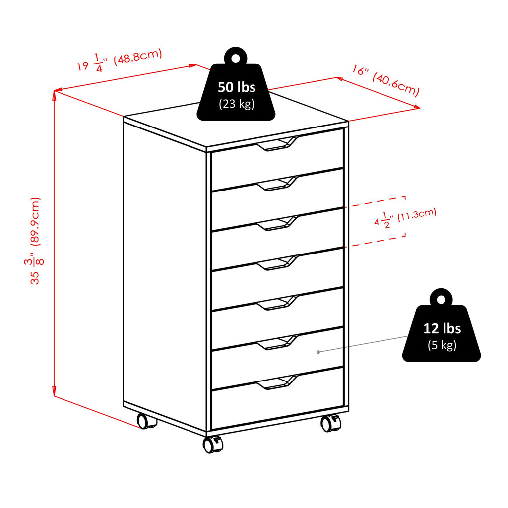 Halifax Cabinet for Closet / Office; 7 Drawers; Black