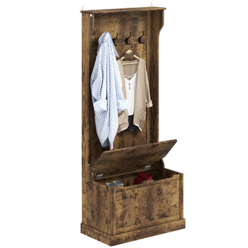 Rustic Entryway Hall Tree with Bench Storage