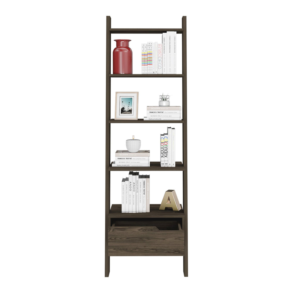 Hamburg Ladder Bookcase: Five Open Shelves & Handy Drawer