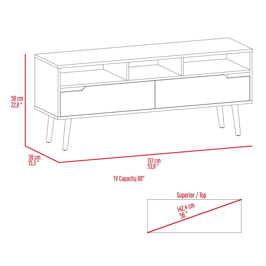 Hamburg TV Stand with Three Open Shelves and Superior Top