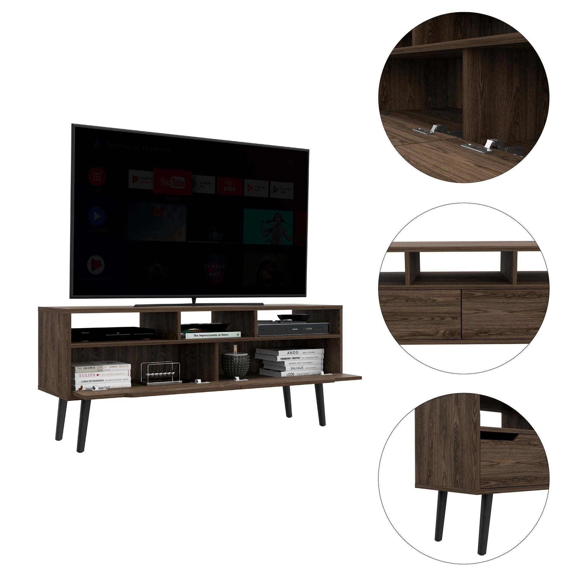 Hamburg TV Stand with Three Open Shelves and Superior Top