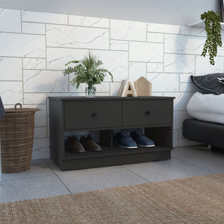 Hamilton Black Storage Bench with Drawers and Open Shelves