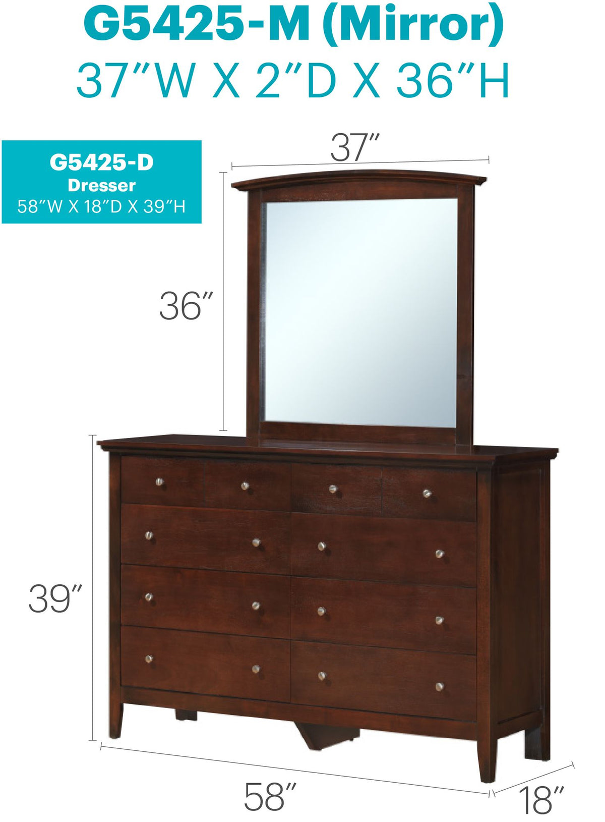 Hammond Five-Drawer Dresser in Cappuccino