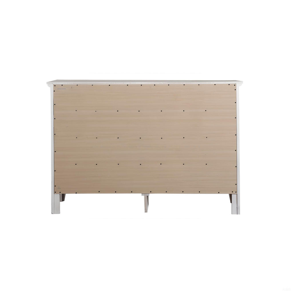 White Dresser with Dovetail Drawers and Nickel Hardware – Contemporary Design