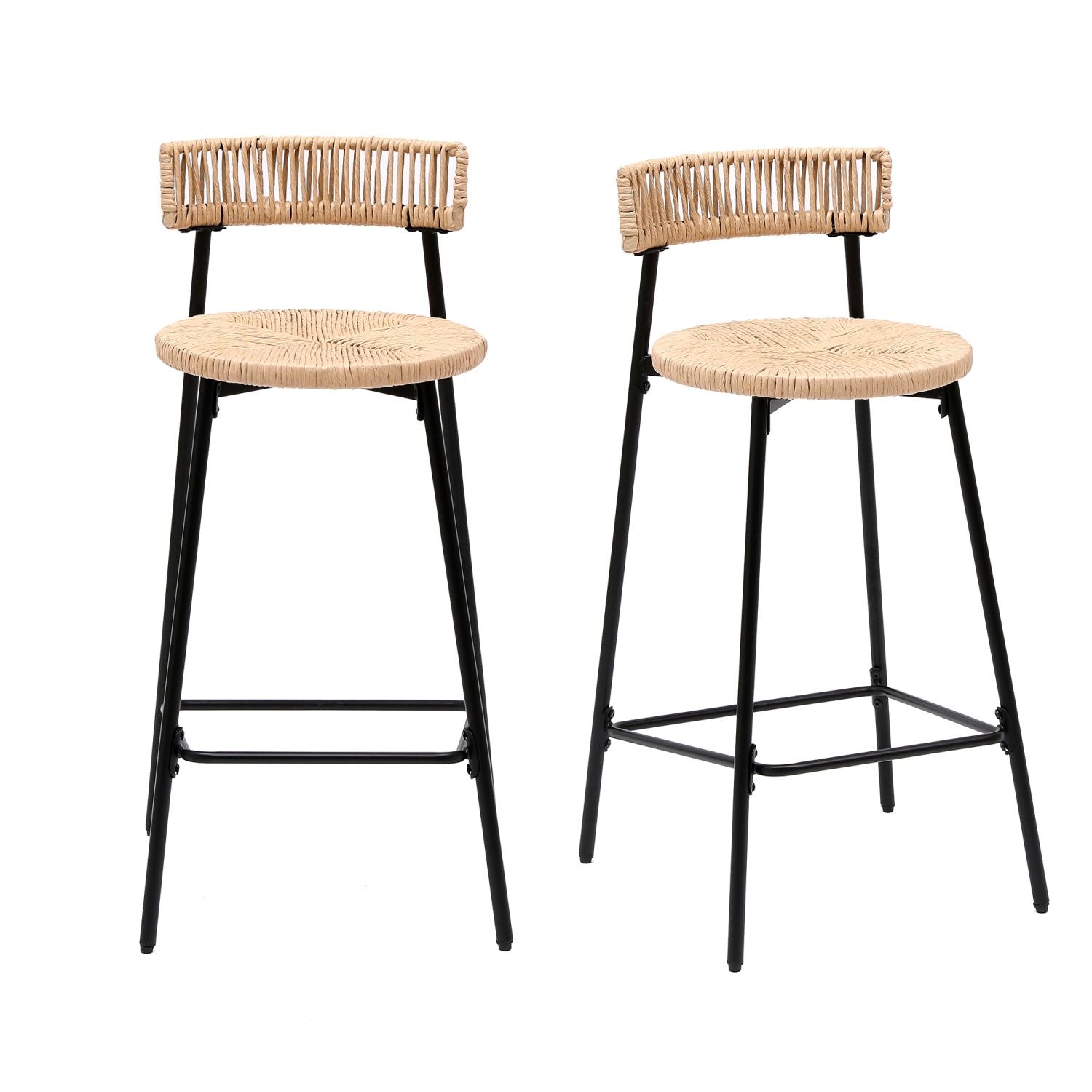 Hand-Woven Bar Stools for Relaxed Counter Seating