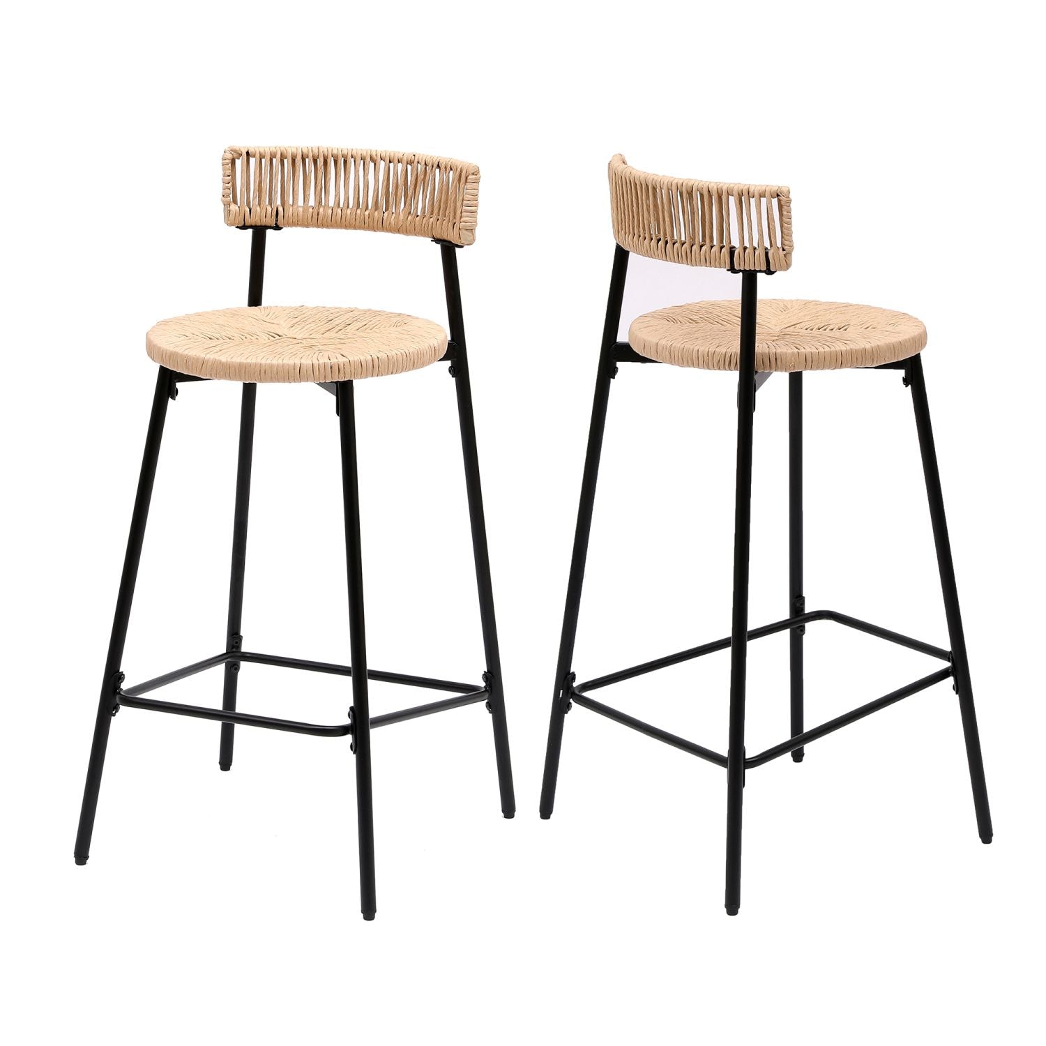 Hand-Woven Bar Stools for Relaxed Counter Seating