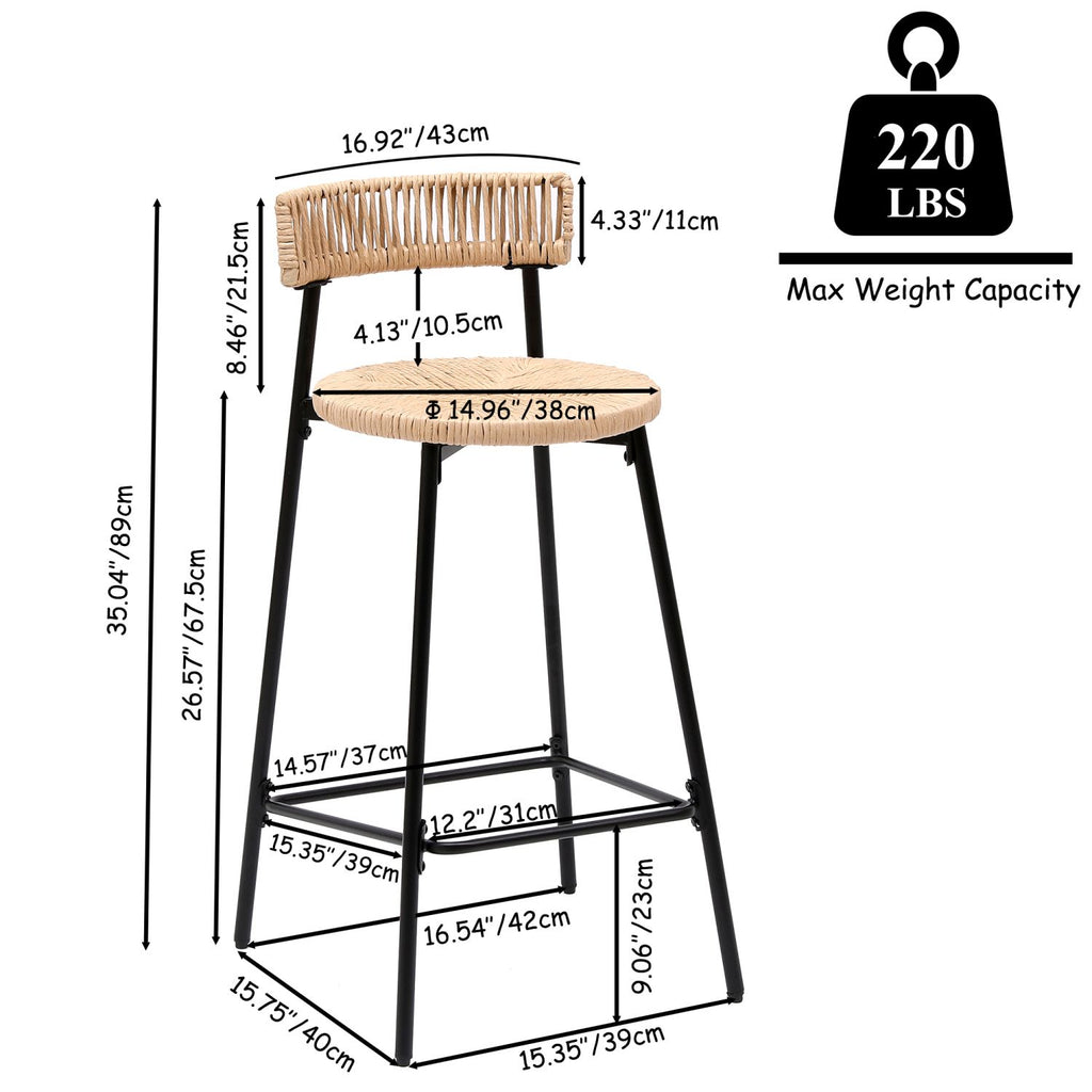 Hand-Woven Bar Stools for Relaxed Counter Seating