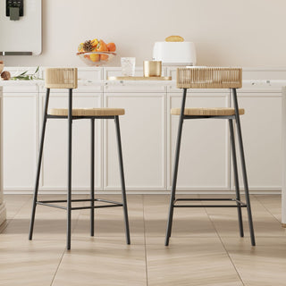 Hand-Woven Bar Stools for Relaxed Counter Seating
