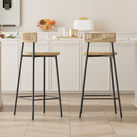 Hand-Woven Bar Stools for Relaxed Counter Seating