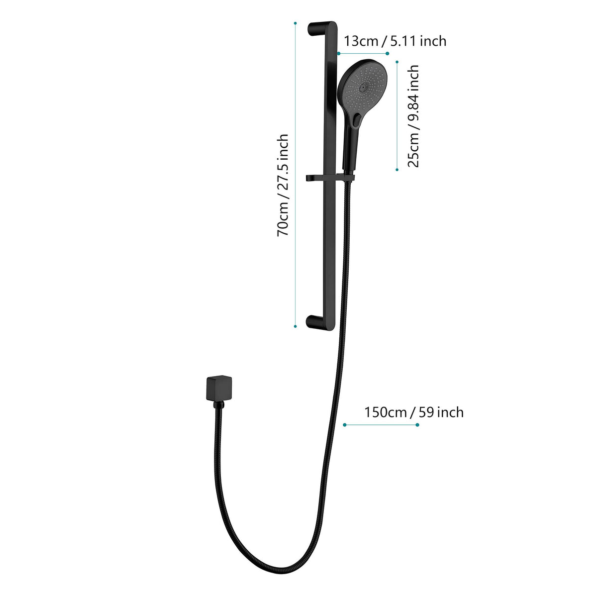 Adjustable Handheld Shower with Slide Bar and Hose