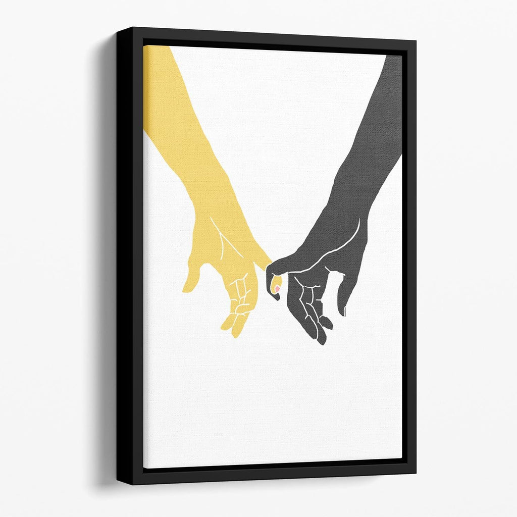 Hands Pinky Floating Framed Canvas Art