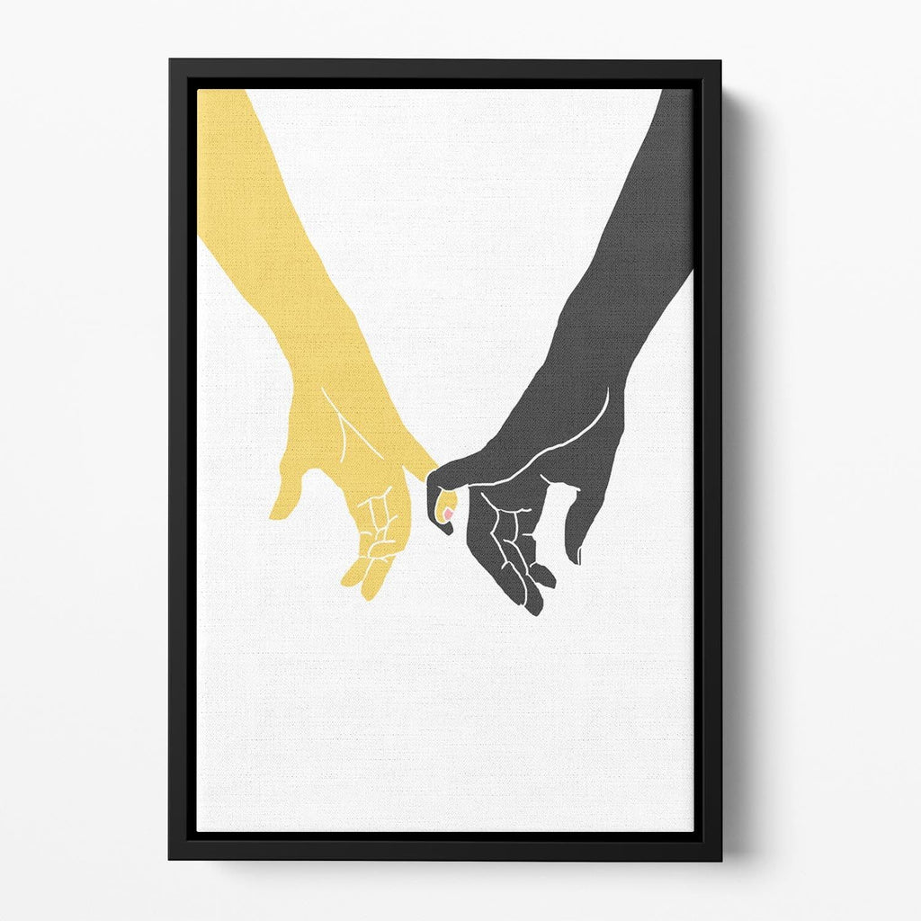 Hands Pinky Floating Framed Canvas Art