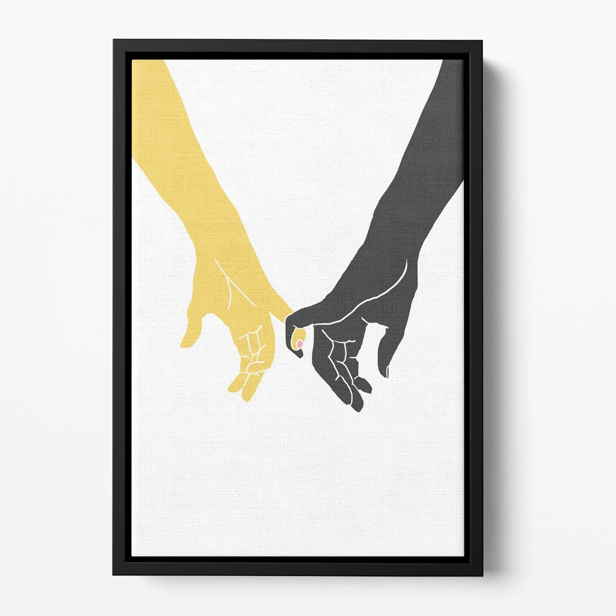 Hands Pinky Floating Framed Canvas Art