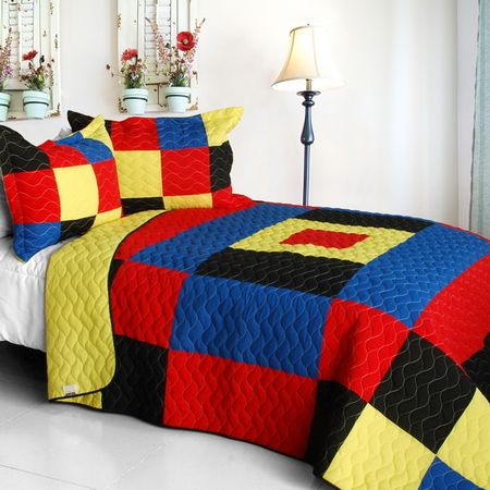 Handsome Prince Vermicelli-Quilted Patchwork Set