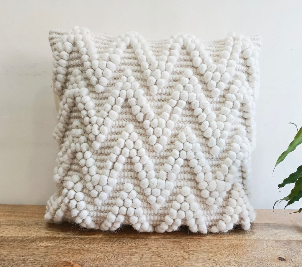 Handwoven Boho Pillow Cover with Zig-Zag Pattern