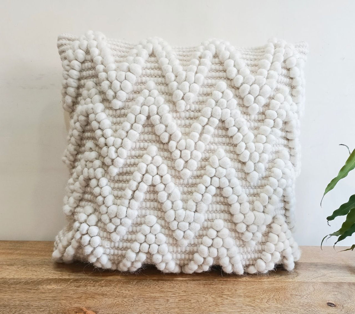 Handwoven Boho Pillow Cover with Zig-Zag Pattern