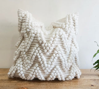 Handwoven Boho Pillow Cover with Zig-Zag Pattern